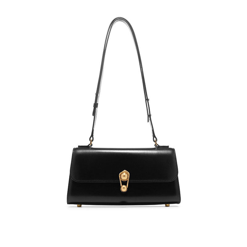 Sac rétro chic en simili cuir, avec fermoir doré bijou et bandoulière ajustable, format 25x12.5x7 cm