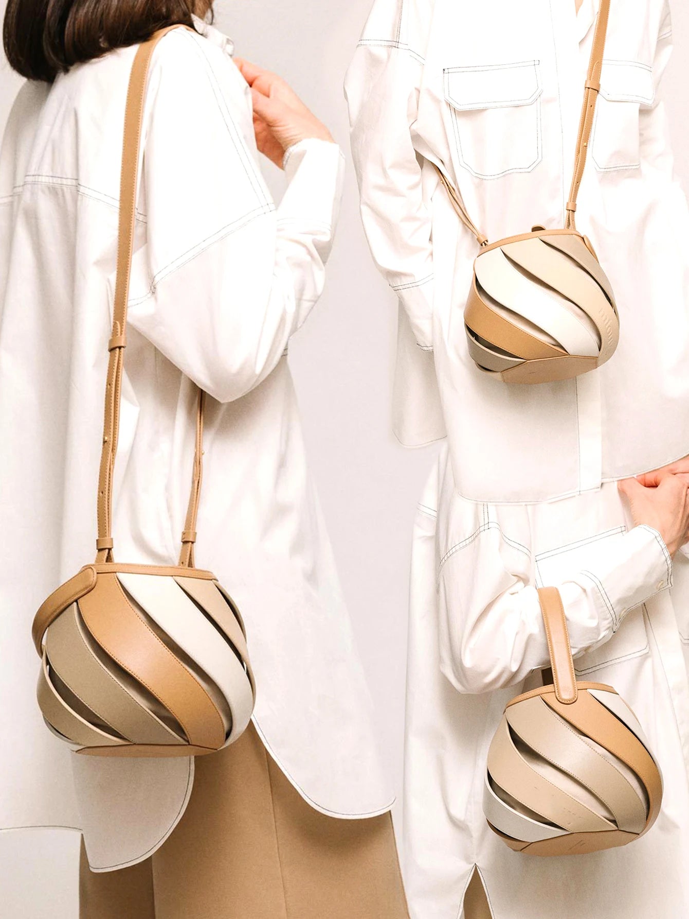 Sac seau pastel multicolore avec spirales, en simili cuir – accessoire mode femme doux et tendance