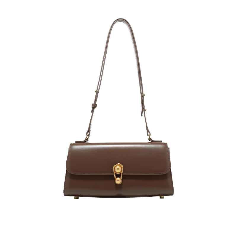 Sac rétro chic en simili cuir, avec fermoir doré bijou et bandoulière ajustable, format 25x12.5x7 cm