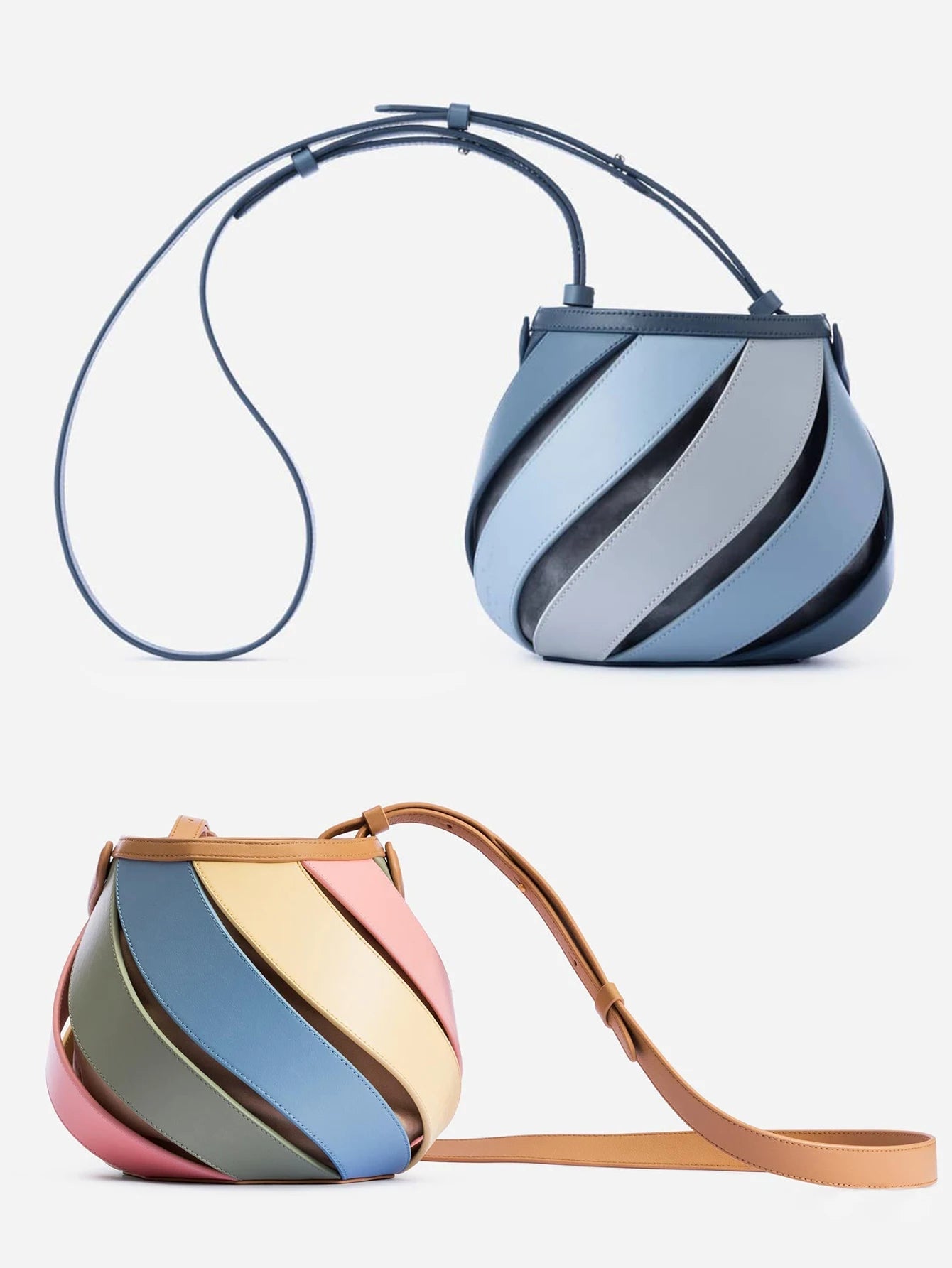 Sac seau pastel multicolore avec spirales, en simili cuir – accessoire mode femme doux et tendance
