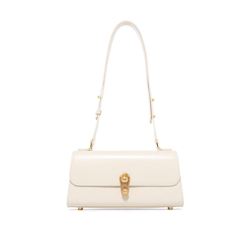 Sac rétro chic en simili cuir, avec fermoir doré bijou et bandoulière ajustable, format 25x12.5x7 cm