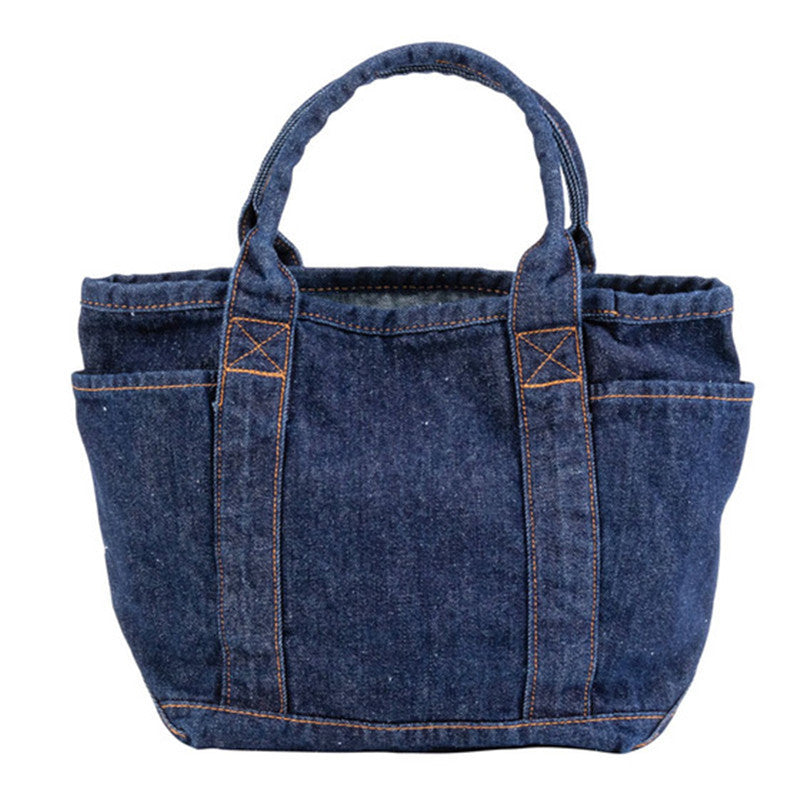 Deux sacs à main en jeans illustrés Snoopy, design Peanuts rétro, format 33x23x14 cm, en denim bleu clair et foncé