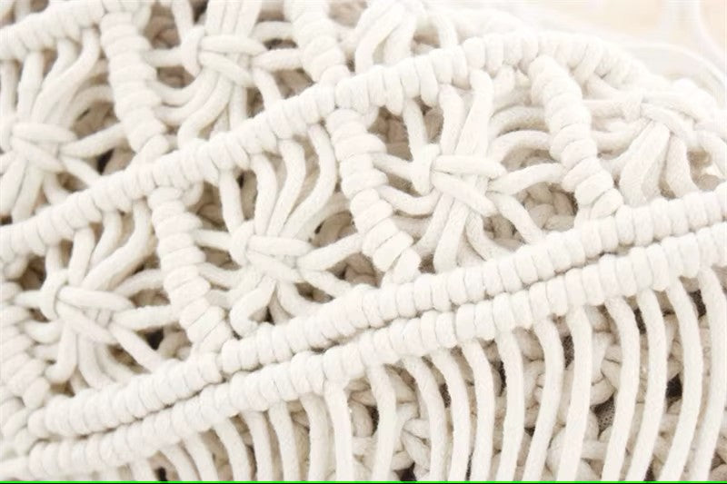 Pochette en crochet bohème avec franges, sac d’été pour femme