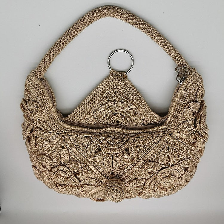 Sac en crochet marron femme