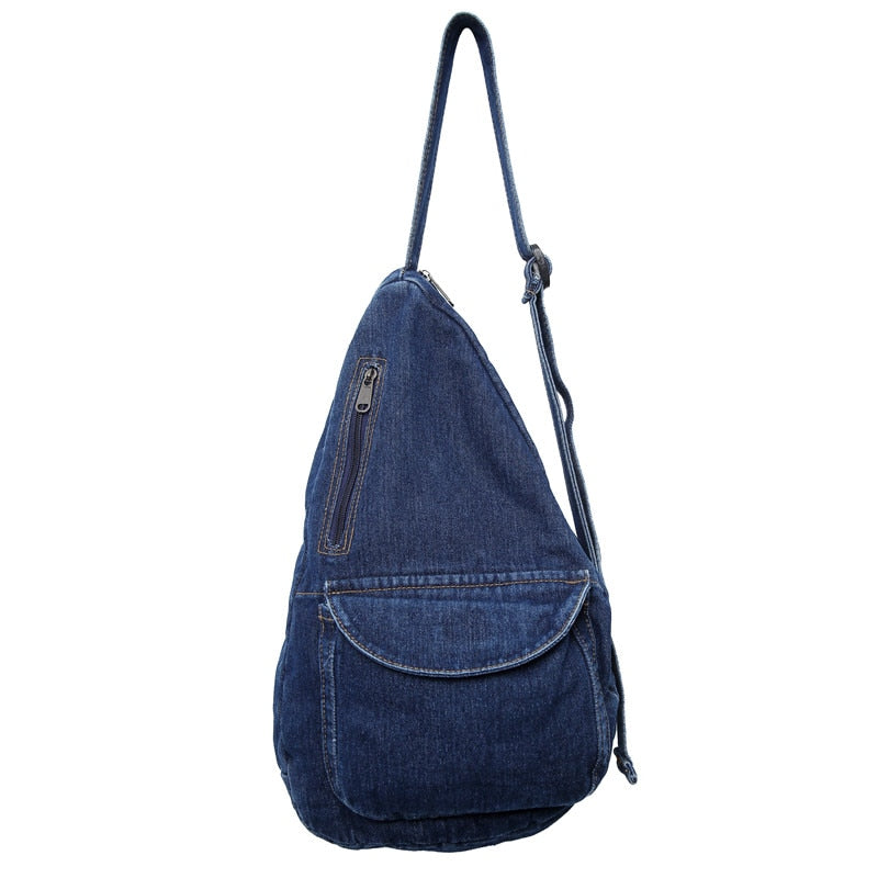 Sac à dos en jean bleu foncé