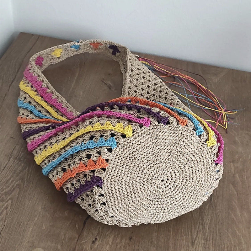 Sac en crochet tressé multi-color été