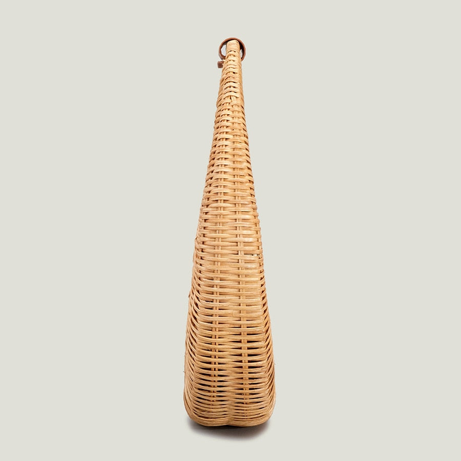 Sac en paille cuir marron chic