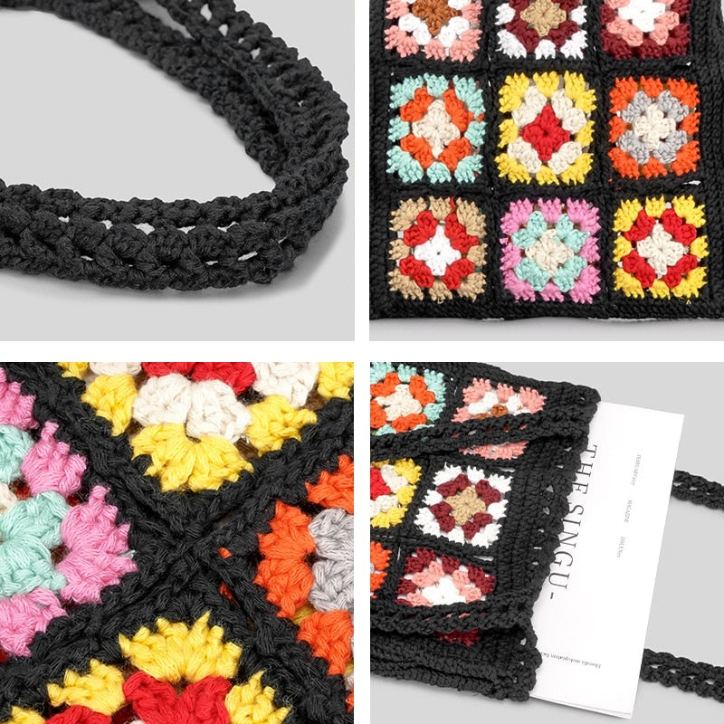 Sac à main en crochet bohème motif