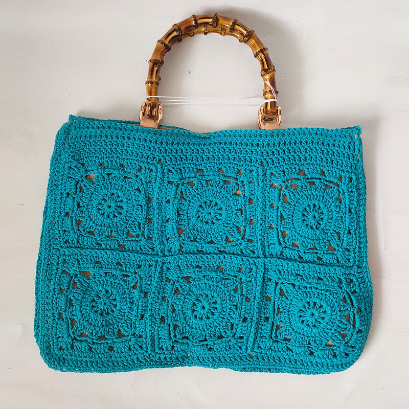 Sac en crochet bohème bleu turquoise