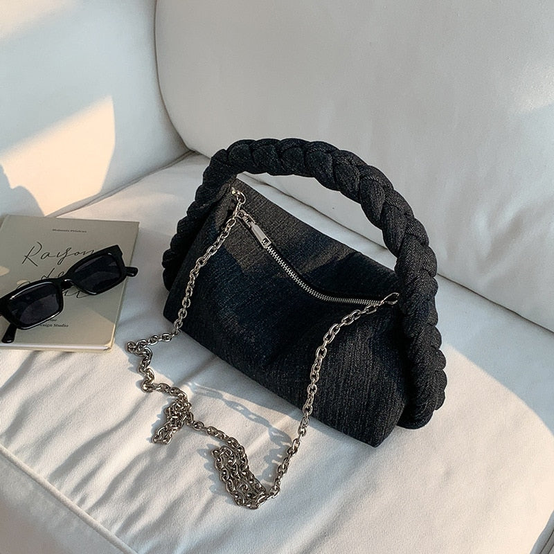 Petit sac à main en jean tendance noir