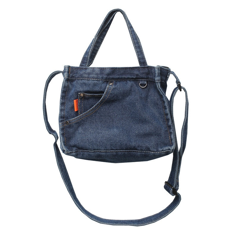 Petit sac à main en jean bleu foncé