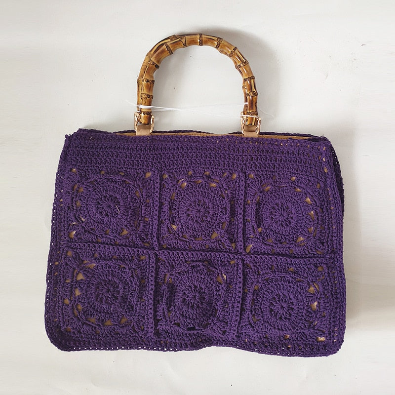 Sac en crochet bohème violet
