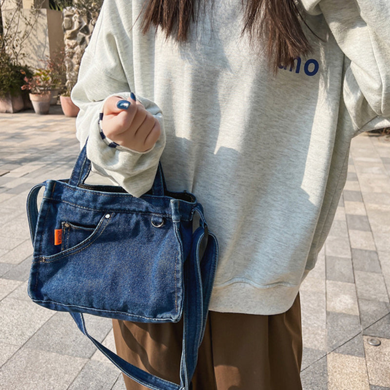 Petit sac à main en jean porté main
