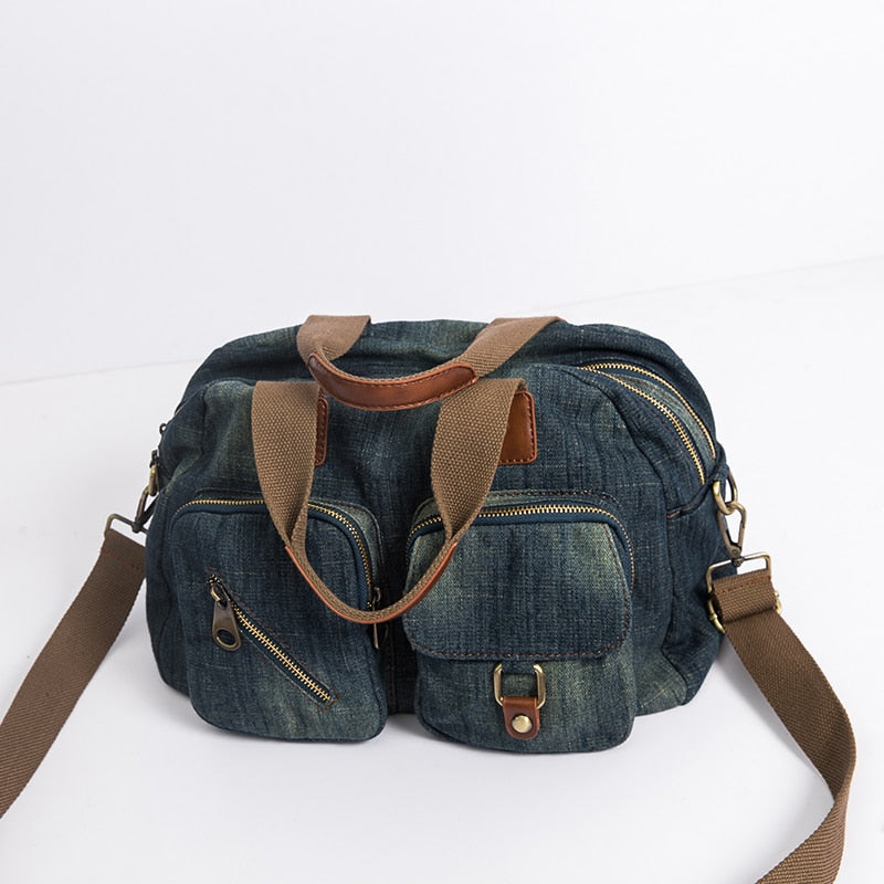 Sac de voyage en jean bleu foncé