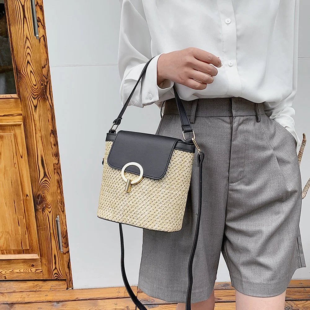 Sac à Bandoulière Paille noir