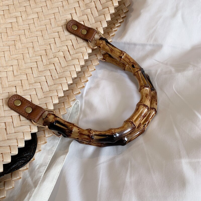 Sac de plage bohème chic avec poignet bambou