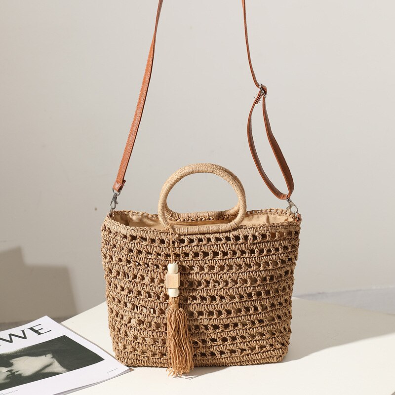 Sac de plage Raphia brun