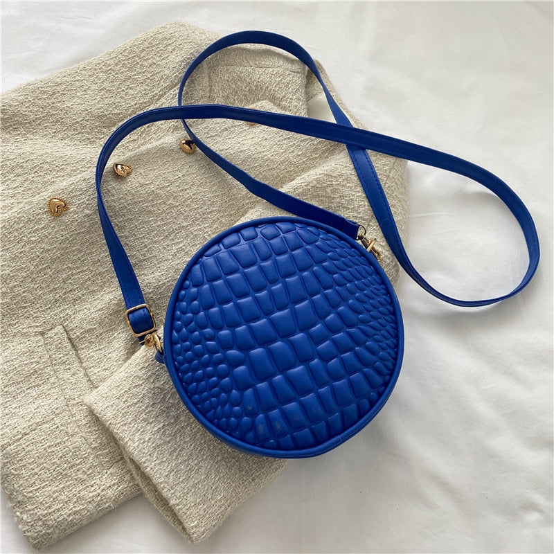 Petit sac en cuir effet crocodile bleu