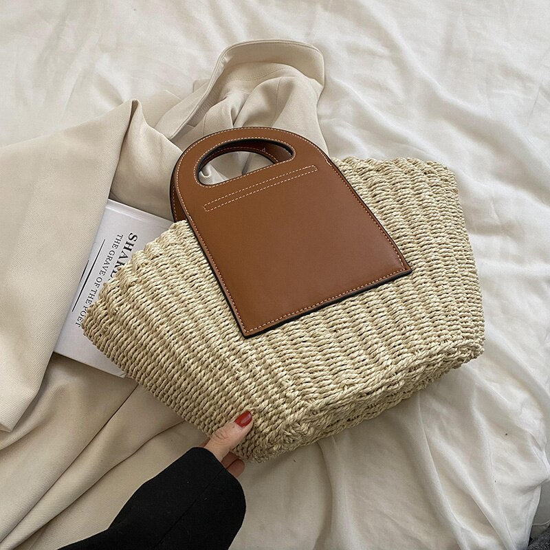 Sac de plage cuir beige