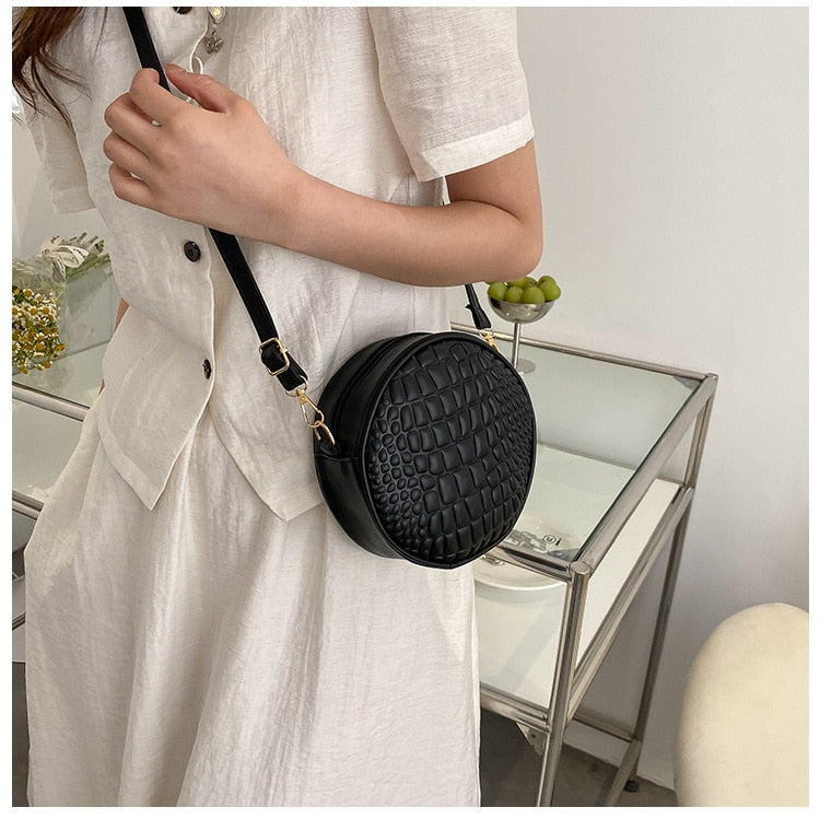 Petit sac en cuir effet crocodile noir