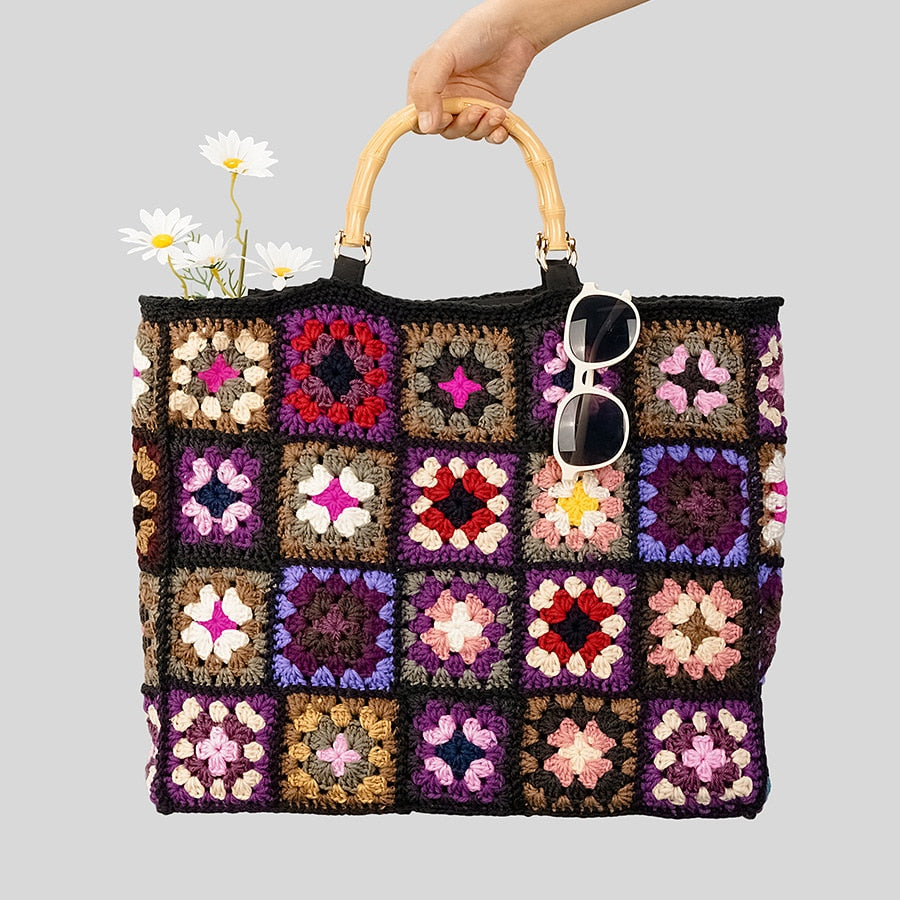 Sac à main en crochet violet chic