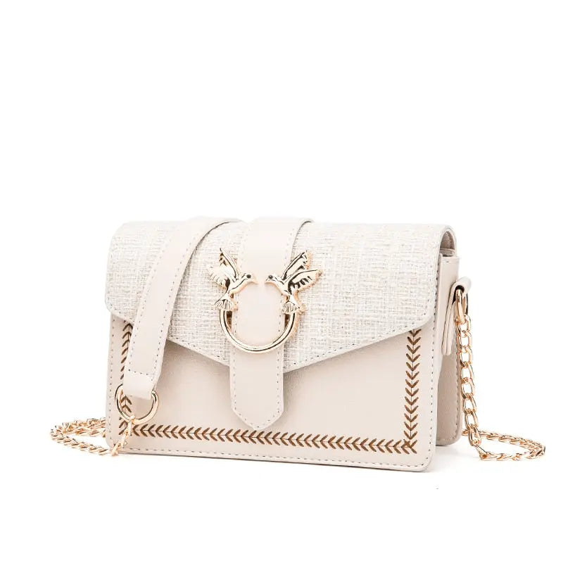 Sac Bandoulière Dorée Motif Colombe - Tendance Rond