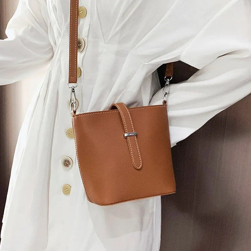 Sac Cuir à Bandoulière Tendance Chic brun