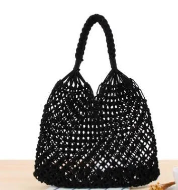 Sac Raphia tressé noir