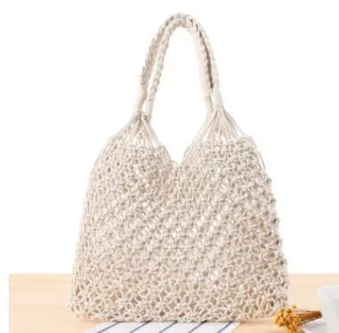 Sac Raphia tressé blanc