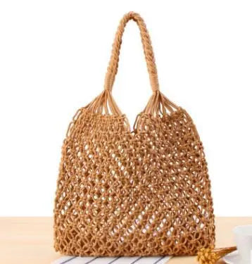 Sac Raphia tressé marron