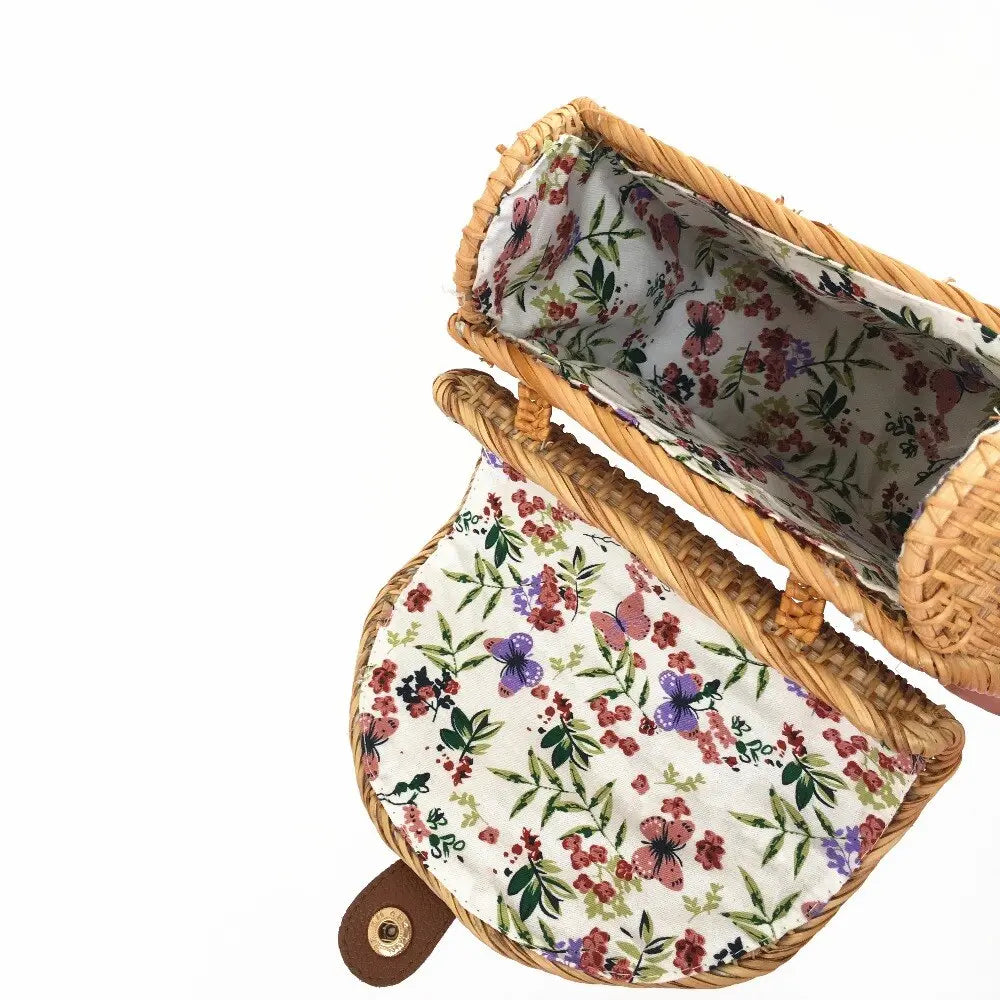 Sac Rond motif Fleur