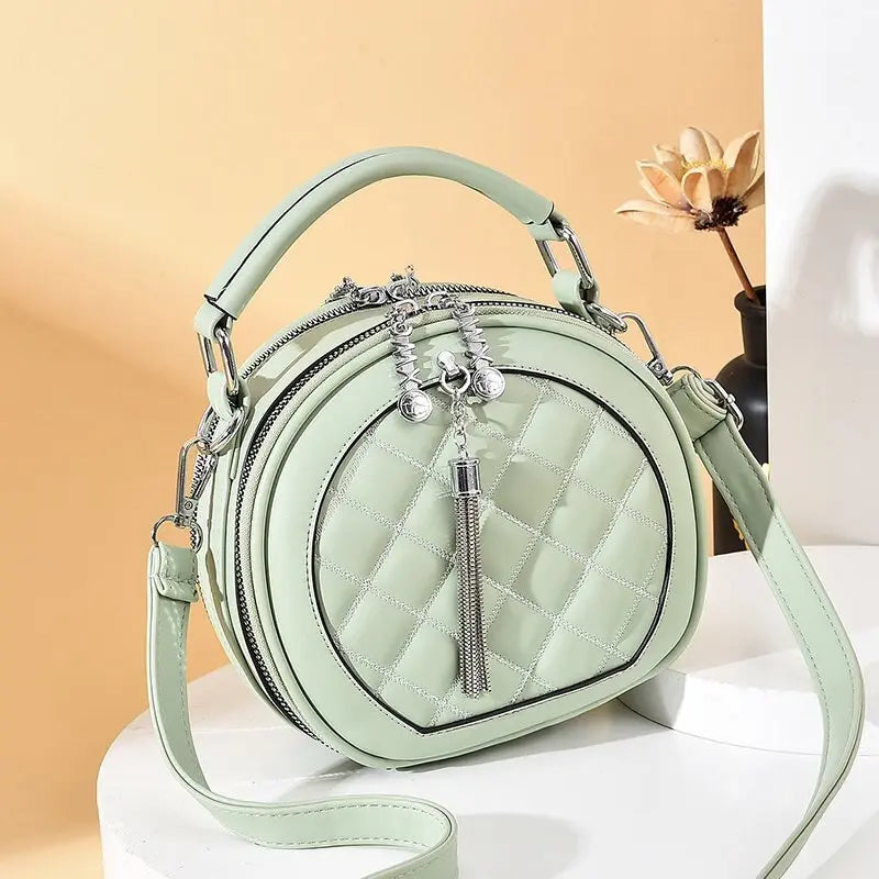 Sac Rond en Cuir à Bandoulière Femme vert