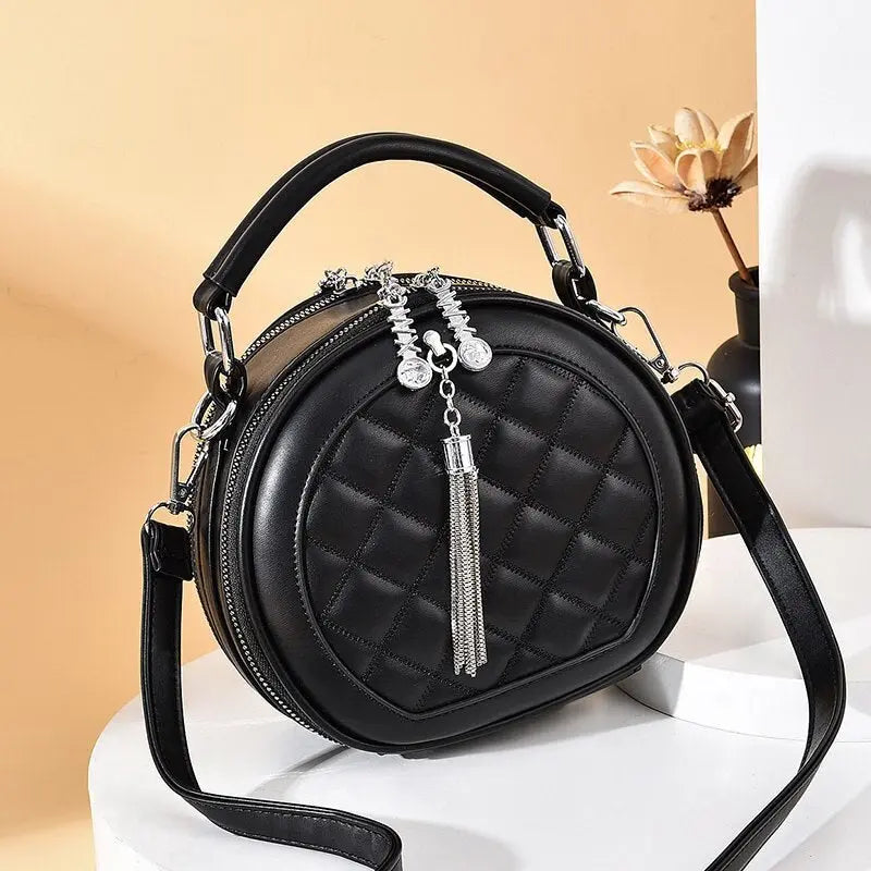 Sac Rond en Cuir à Bandoulière Femme