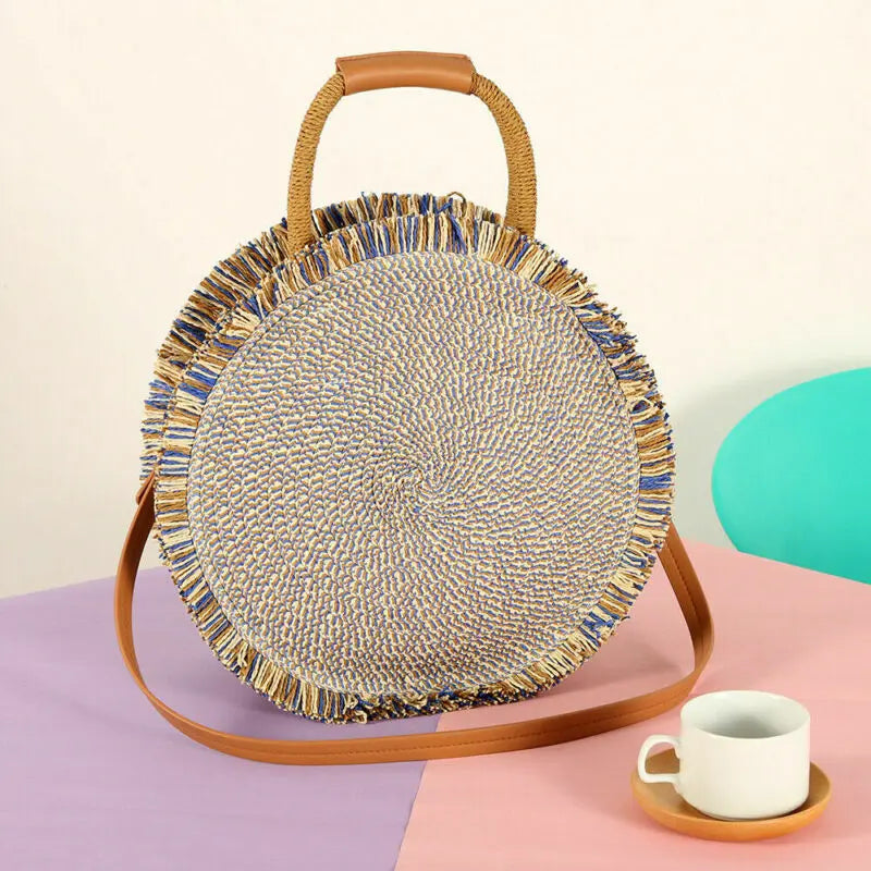 Sac Rond en Paille Boheme chic