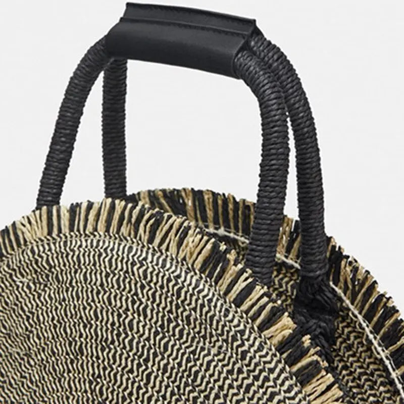 Sac Rond en Paille Boheme plage