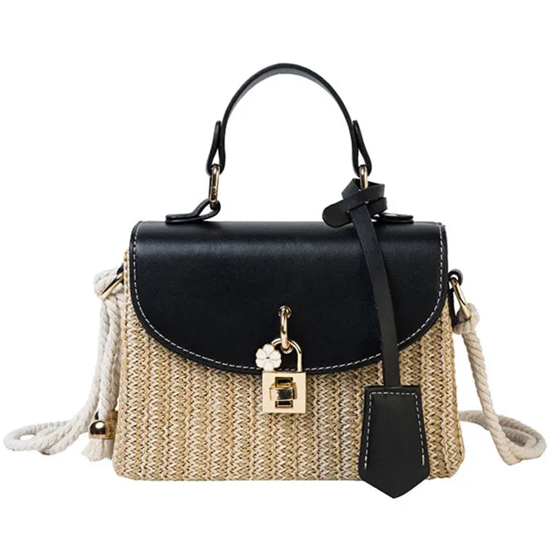 Sac à Bandoulière Fermeture Cadenas Doré noir