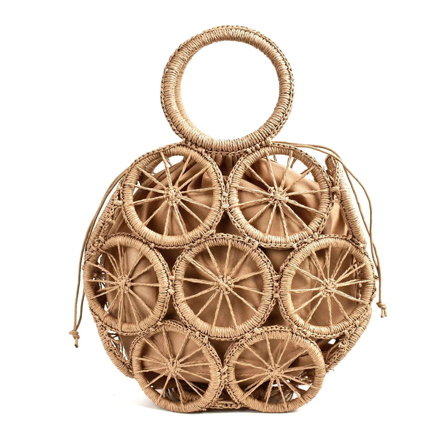 Sac à Main Rond en Paille brun