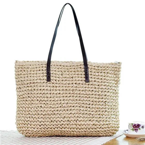 Sac de Plage en Paille beige
