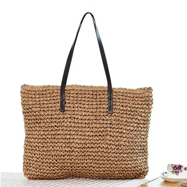 Sac de Plage en Paille Camel