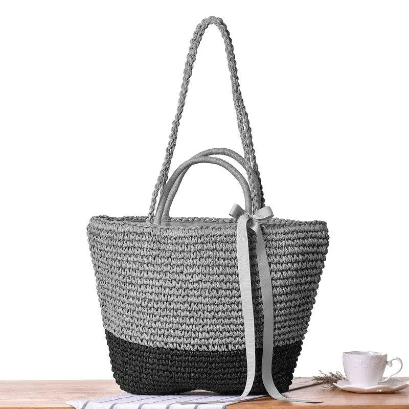 Sac de Plage en Rotin gris noir