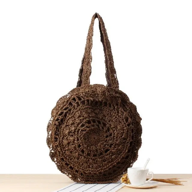 Sac en Paille de Plage Femme brun