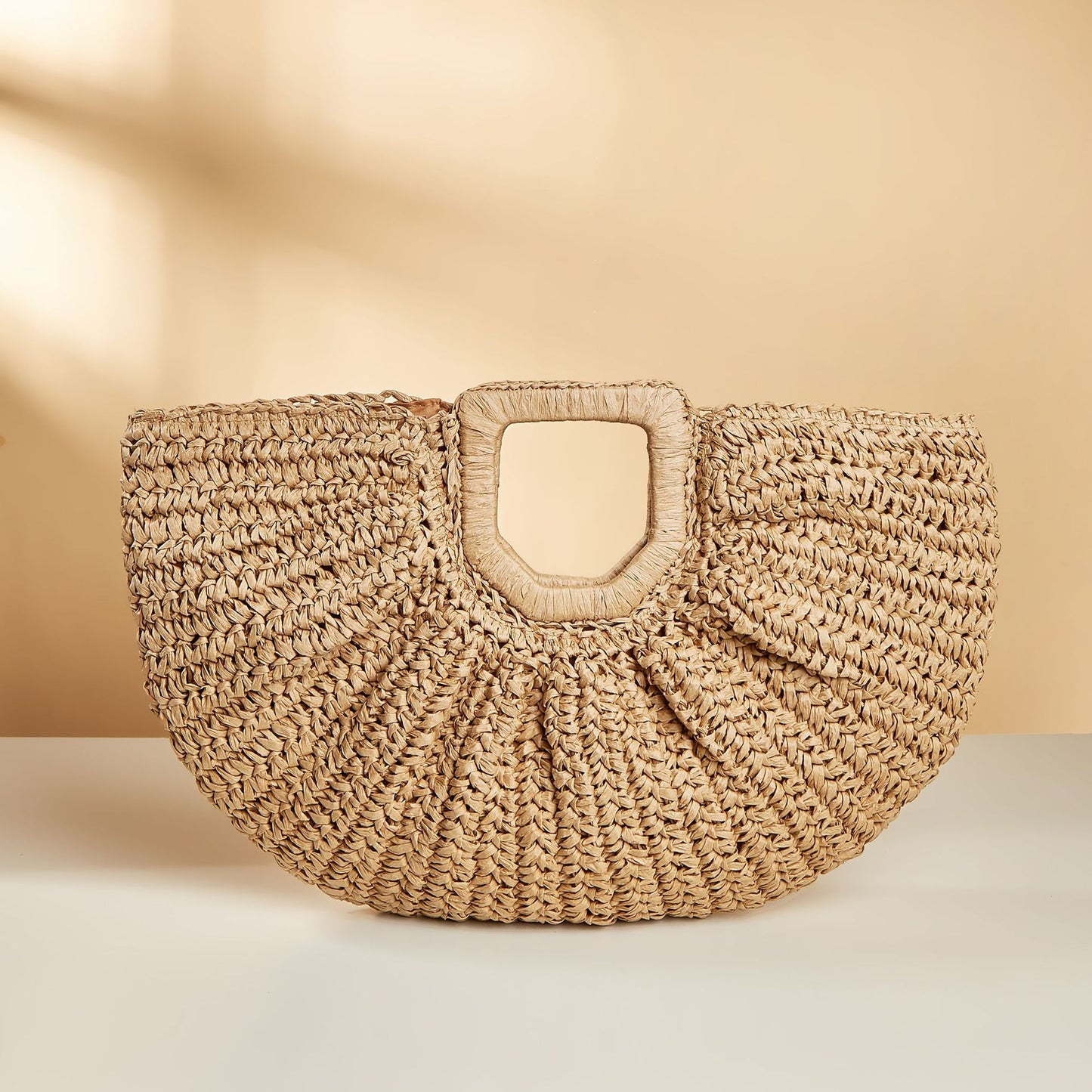 Sac de plage en paille brun