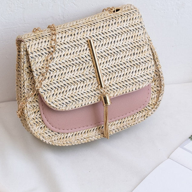 Petit sac en paille bandoulière