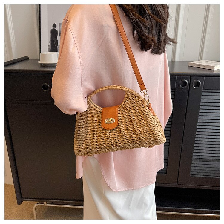 Sac en paille chic brun