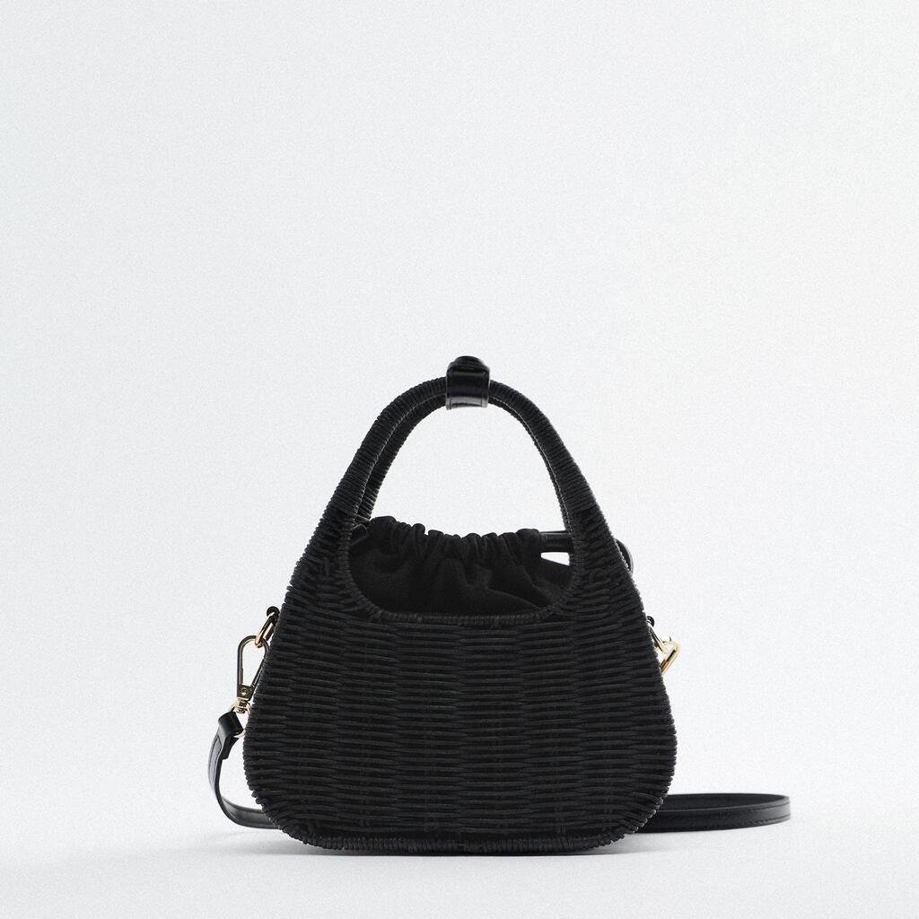 Petit sac en paille chic noir