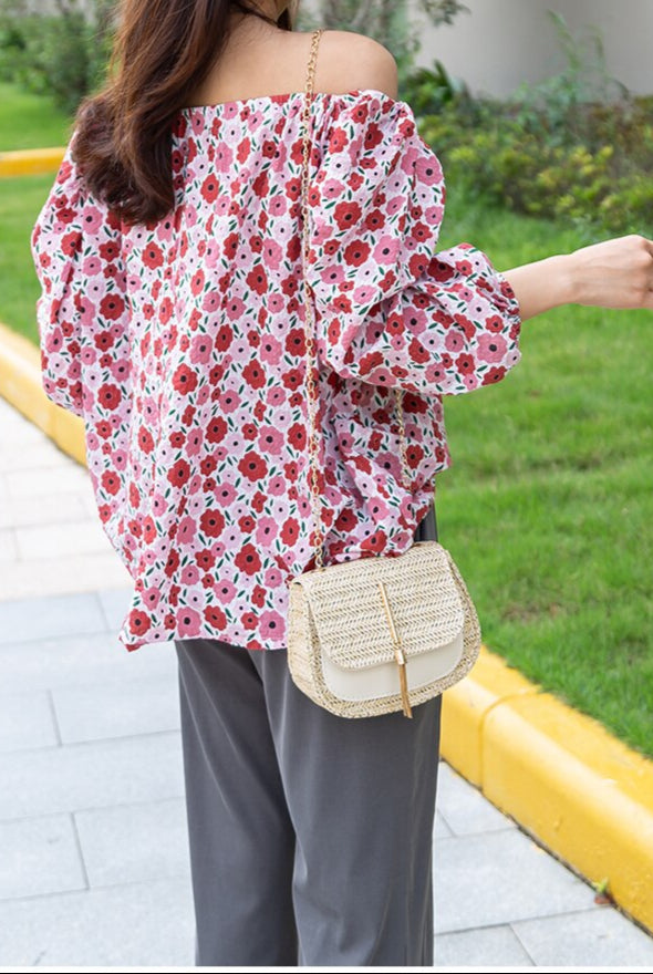 Petit sac en paille bandoulière fashion