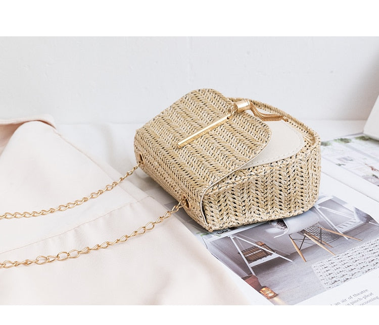 Petit sac en paille bandoulière été