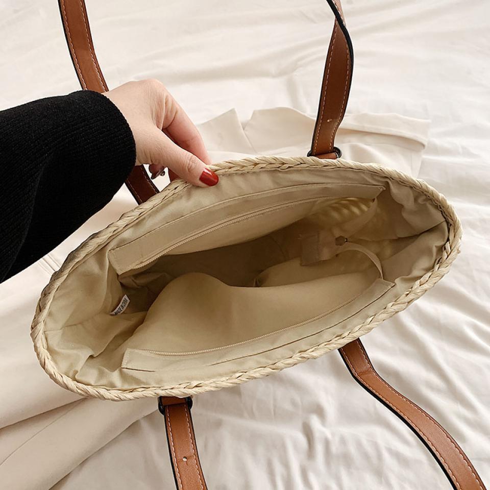 Sac de paille pour la plage espace de rangement