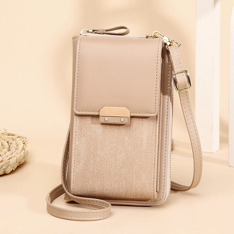 Petit sac bandoulière pour téléphone portable beige