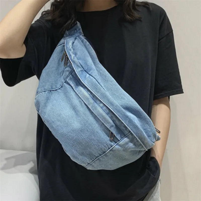 Sac à dos banane XXL en Jeans Tendance Rond
